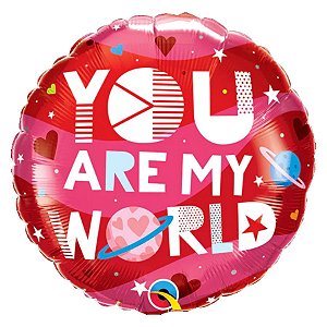 Balão de Festa Microfoil 18" 45cm - Redondo You Are My World - 1 unidade - Qualatex Outlet - Rizzo