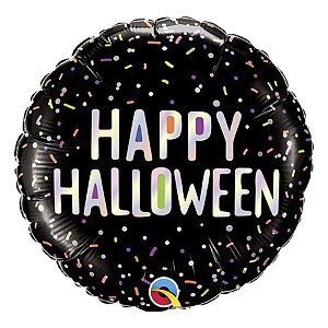 Balão de Festa Microfoil 18" 45cm - Redondo Happy Halloween - 1 unidade - Qualatex Outlet - Rizzo