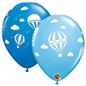 Balão de Festa Látex Liso Decorado - Balões de Ar Quente Azul - 11" 27cm - 50 unidades - Qualatex Outlet - Rizzo