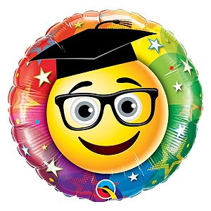 Balão de Festa Microfoil 9" 22cm - Redondo Smile Graduate - 1 unidade - Qualatex Outlet - Rizzo