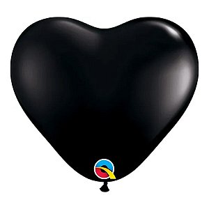 Balão de Festa Látex Liso - Coração Preto Onix - 6" 15cm - 100 unidades - Qualatex Outlet - Rizzo