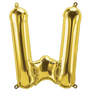 Balão de Festa Microfoil 34" 86cm - Letra W Ouro - 1 unidade - Qualatex Outlet - Rizzo