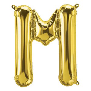 Balão de Festa Microfoil 34" 86cm - Letra M Ouro - 1 unidade - Qualatex Outlet - Rizzo