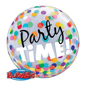Balão de Festa Bubble 22" 56cm - Party Time Pontos Coloridos - 1 unidade - Qualatex Outlet - Rizzo