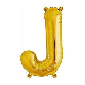 Balão de Festa Microfoil 16" 40cm - Letra J Ouro - 1 unidade - Qualatex Outlet - Rizzo