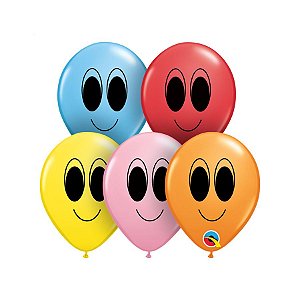 Balão de Festa Látex Liso Decorado - Olhos Arregalados - 5" 12cm - 100 unidades - Qualatex Outlet - Rizzo