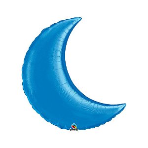 Balão de Festa Microfoil 35" 89cm - Lua Crescente Azul Safira Metalizado - 1 unidade - Qualatex Outlet - Rizzo