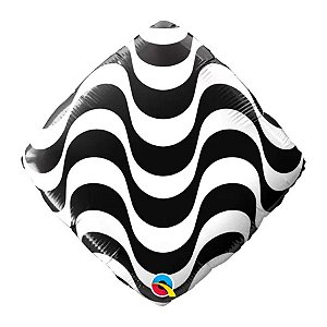 Balão de Festa Microfoil 18" 45cm - Diamante Estampa Calçada Copacabana - 1 unidade - Qualatex Outlet - Rizzo