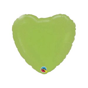 Balão de Festa Microfoil 4" 10cm - Coração Verde Lima Metalizado - 1 unidade - Qualatex Outlet - Rizzo