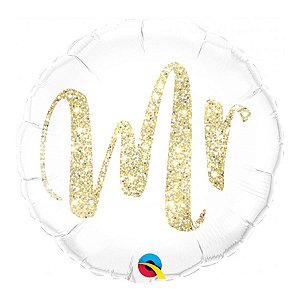 Balão de Festa Microfoil 18" 45cm - Redondo Mrs Ouro - 1 unidade - Qualatex Outlet - Rizzo