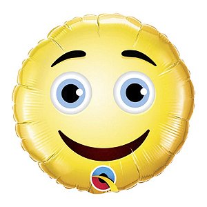 Balão de Festa Microfoil 9" 22cm - Redondo Carinha Sorridente - 1 unidade - Qualatex Outlet - Rizzo