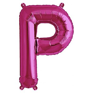 Balão de Festa Microfoil 16" 40cm - Letra P Magenta - 1 unidade - Qualatex Outlet - Rizzo