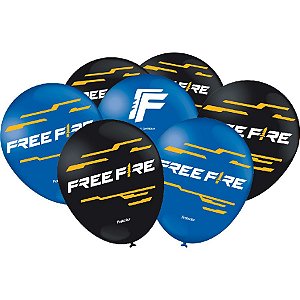 Balão de Festa Decorado Free Fire 9" 23cm - 25 unidades - Festcolor - Rizzo