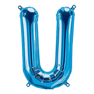 Balão de Festa Microfoil 34" 86cm - Letra U Azul - 1 unidade - Qualatex Outlet - Rizzo