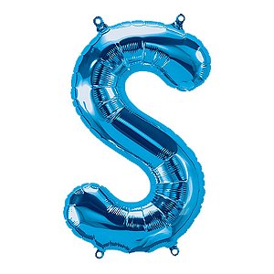 Balão de Festa Microfoil 34" 86cm - Letra S Azul - 1 unidade - Qualatex Outlet - Rizzo