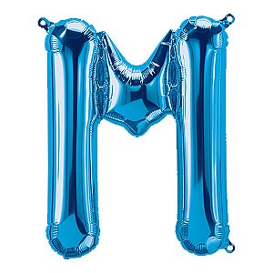 Balão de Festa Microfoil 34" 86cm - Letra M Azul - 1 unidade - Qualatex Outlet - Rizzo
