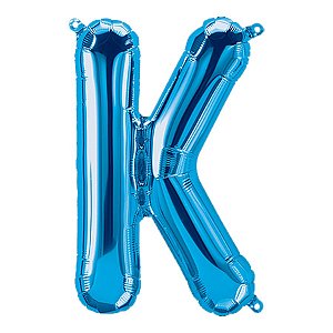 Balão de Festa Microfoil 34" 86cm - Letra K Azul - 1 unidade - Qualatex Outlet - Rizzo