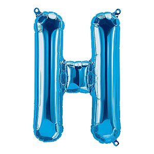 Balão de Festa Microfoil 34" 86cm - Letra H Azul - 1 unidade - Qualatex Outlet - Rizzo