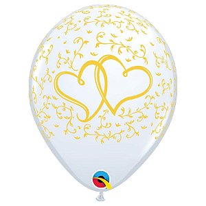 Balão de Festa Látex Liso - Corações Entrelaçados - 11" 27cm - 1 unidade - Qualatex Outlet - Rizzo