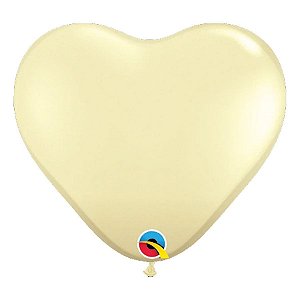 Balão de Festa Látex Liso - Coração Marfim - 6" 15cm - 100 unidades - Qualatex Outlet - Rizzo