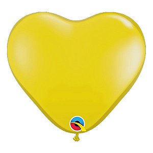 Balão de Festa Látex Liso - Coração Amarelo Cítrico - 6" 15cm - 100 unidades - Qualatex Outlet - Rizzo