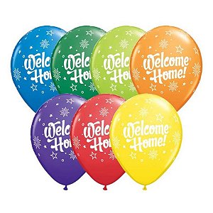 Balão de Festa Látex Liso Decorado - Welcome Home Sortido - 11" 27cm - 6 unidades - Qualatex Outlet - Rizzo