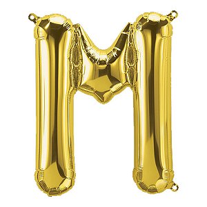 Balão de Festa Microfoil 16" 40cm - Letra M Ouro - 1 unidade - Qualatex Outlet - Rizzo