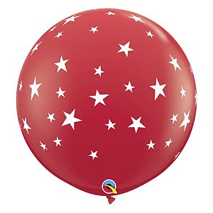 Balão de Festa Látex Liso Decorado - Estrela Vermelho - 3' 90cm - 2 unidades - Qualatex Outlet - Rizzo