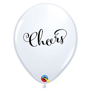 Balão de Festa Látex Liso Decorado - Cheers Branco - 11" 27cm - 50 unidades - Qualatex Outlet - Rizzo