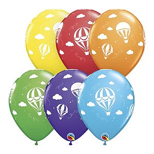 Balão de Festa Látex Liso Decorado - Balões de Ar Quente Sortido - 11" 27cm - 50 unidades - Qualatex Outlet - Rizzo
