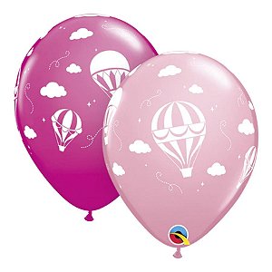 Balão de Festa Látex Liso Decorado - Balões de Ar Quente Rosa - 11" 27cm - 50 unidades - Qualatex Outlet - Rizzo