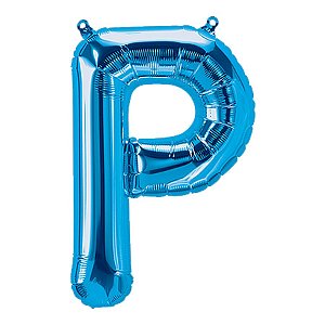 Balão de Festa Microfoil 34" 86cm - Letra P Azul - 1 unidade - Qualatex Outlet - Rizzo