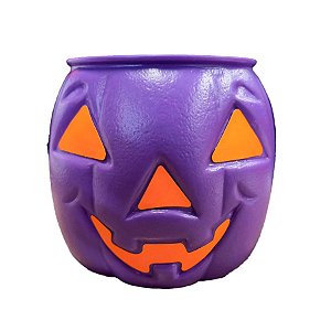 Mini Baldinho de Halloween com Alça - Abóbora - Roxo com olhos Laranjas - 1 unidade - Rizzo