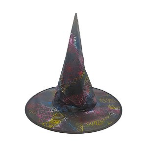 Chapéu de Bruxa Preto - Aranha Colorida - Halloween - 1 unidade - Rizzo