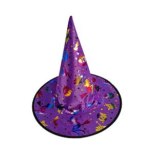 Chapéu de Bruxa Roxo - Bruxa Colorida - Halloween - 1 unidade - Rizzo