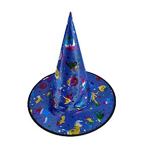 Chapéu de Bruxa Azul Escuro - Bruxa Colorida - Halloween - 1 unidade - Rizzo