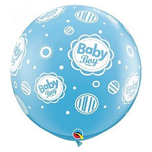 Balão de Festa Látex Liso Decorado - Baby Boy Azul Claro - 3' 90cm - 2 unidades - Qualatex Outlet - Rizzo