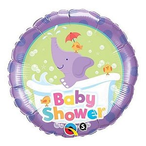 Balão de Festa Microfoil 18" 45cm - Redondo Baby Shower Elefante - 1 unidade - Qualatex Outlet - Rizzo