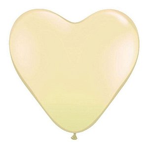 Balão de Festa Látex Liso - Coração Marfim - 15" 38cm - 50 unidades - Qualatex Outlet - Rizzo