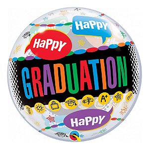 Balão de Festa Bubble 22" 55cm - Happy Graduation - 1 unidade - Qualatex Outlet - Rizzo