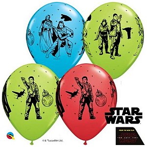 Balão de Festa Látex Liso Decorado - Star Wars: The Last Jedi - 11" 27cm - 25 unidades - Qualatex Outlet - Rizzo