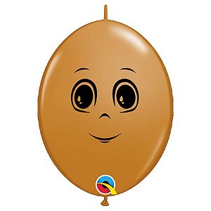 Balão de Festa Látex Liso Q-Link - Rosto Masculino Marrom Mocha - 6" 15cm - 50 unidades - Qualatex Outlet - Rizzo