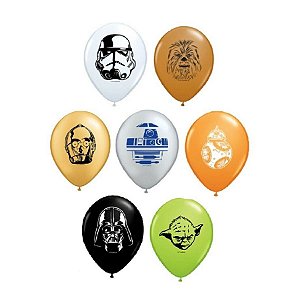 Balão de Festa Látex Liso Decorado - Star Wars Droids Sortido - 5" 12cm - 100 unidades - Qualatex Outlet - Rizzo