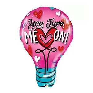 Balão de Festa Microfoil 40" 101cm - Lampada You Turn Me Heart On - 1 unidade - Qualatex Outlet - Rizzo