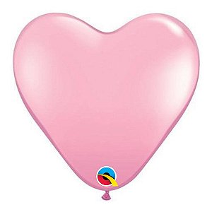 Balão de Festa Látex Liso - Coração Rosa - 3' 90cm - 2 unidades - Qualatex Outlet - Rizzo