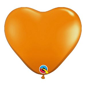 Balão de Festa Látex Liso - Coração Laranja - 6" 15cm - 100 unidades - Qualatex Outlet - Rizzo