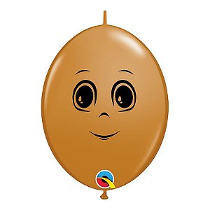 Balão de Festa Látex Liso Q-Link - Rosto Masculino Marrom - 12" 30cm - 50 unidades - Qualatex Outlet - Rizzo