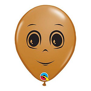 Balão de Festa Látex Liso Decorado - Rosto Masculino Marrom - 5" 12cm - 100 unidades - Qualatex Outlet - Rizzo