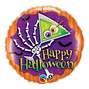Balão de Festa Microfoil 18" 45cm - Redondo Happy Halloween! Drink  - 1 unidade - Qualatex Outlet - Rizzo