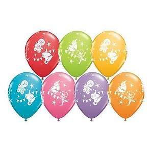 Balão de Festa Látex Liso Decorado - Desfile do Circo Sortidos - 11" 27cm - 50 unidades - Qualatex Outlet - Rizzo